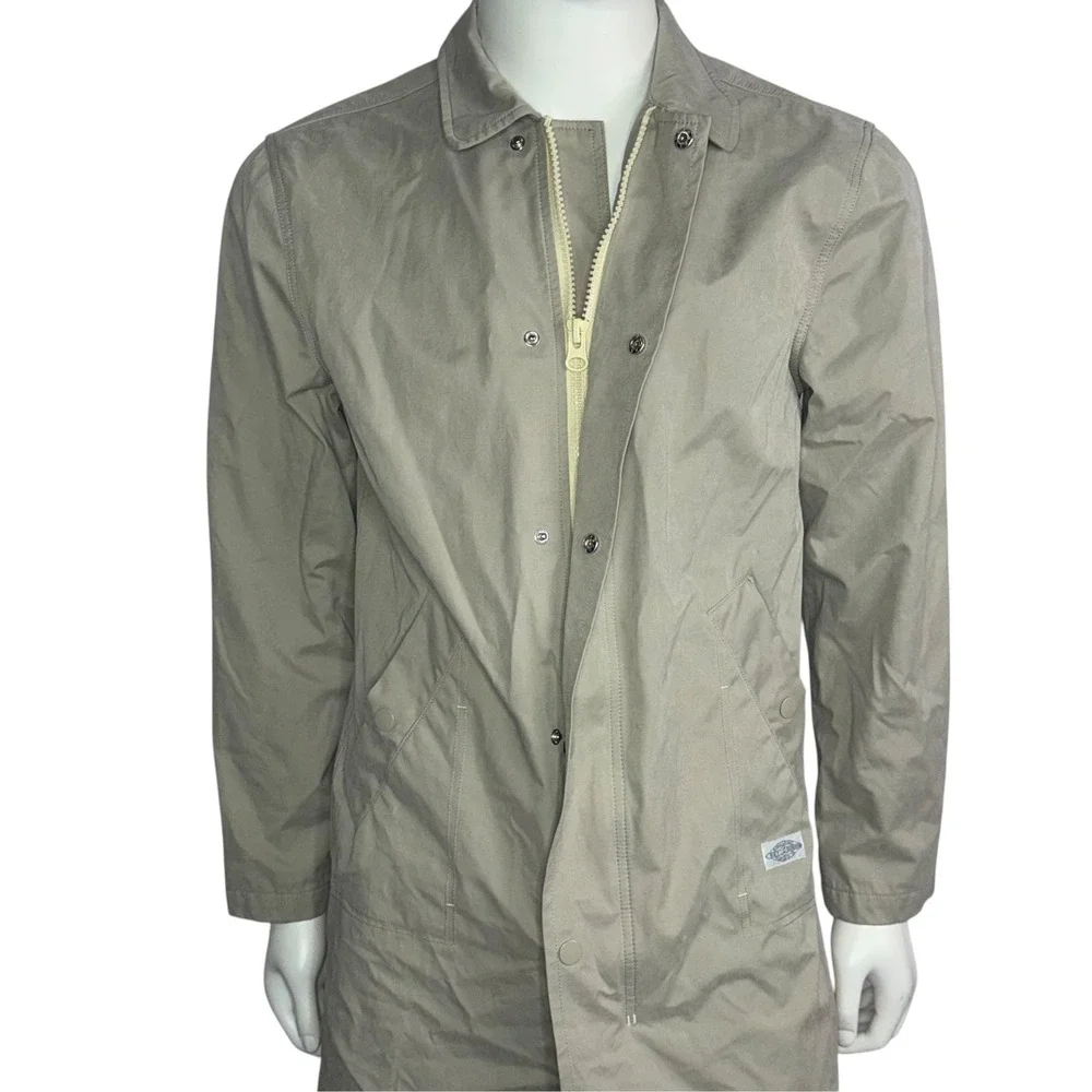 CPO Provisions Shipmen Supply Tan Khaki Zip Front Snap Trench Coat Jacket Size M